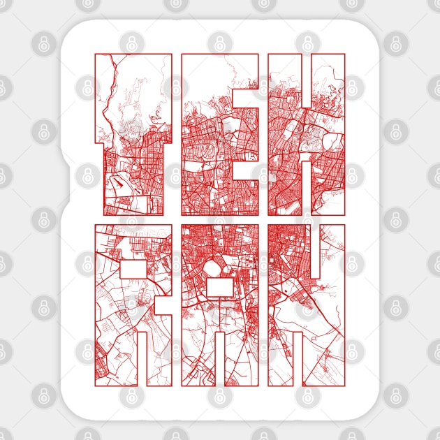 Tehran, Iran City Map Typography - Oriental Sticker by deMAP Studio